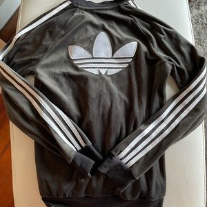Black velvet adidas jacket. Youth large.